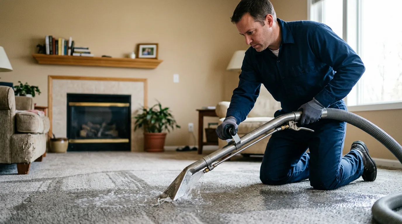 Water damage restoration technician working near Metamora, IN